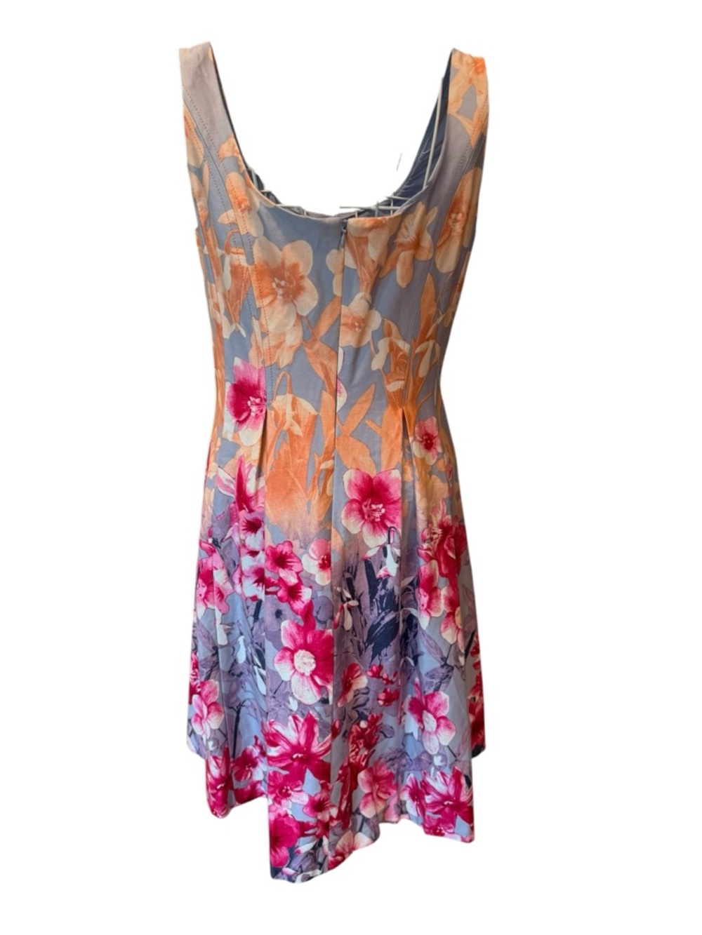 Nine West Fit and Flare Midi Dress Floral Blue Pink 6 - Picture 3 of 6